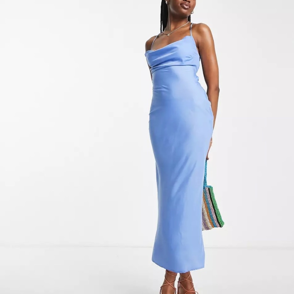 ASOS blue cowl neck dress